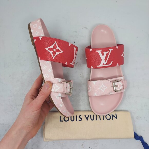 LOUIS VUITTON Monogram Rouge Rose Bom Dia Flat Sandal - Picture 5 of 9